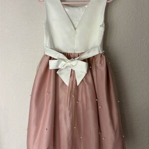 Btween Girls Party Dress Size 5 Rose and Off White with Pearls